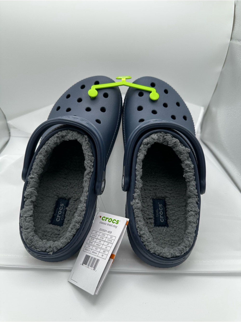 CROCS Classic Lined Clog in Navy with Gray Lining